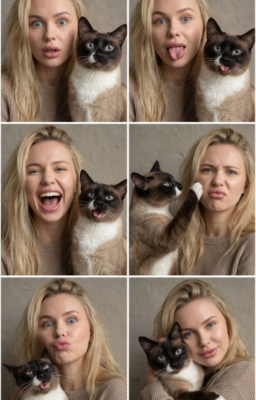 Шесть забавных моментов с любимым котом в фотоколлаже