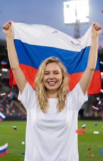 Победное фото с флагом страны на стадионе